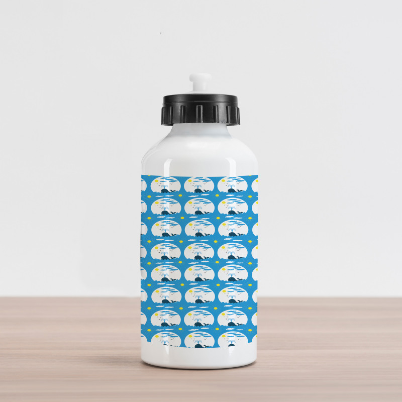 Sunrays Waves Clouds Circles Aluminum Water Bottle