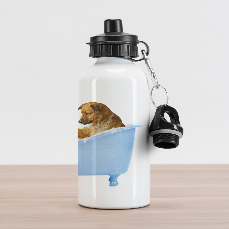 Dog and Cat in Bathtub Aluminum Water Bottle