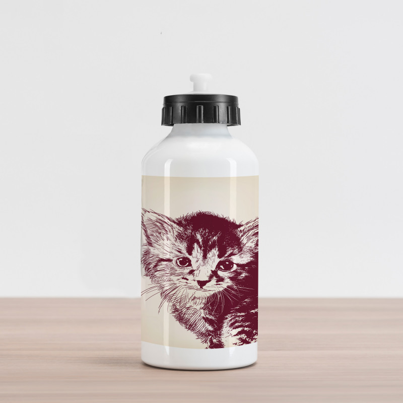 Grunge Retro Kitty Cat Aluminum Water Bottle