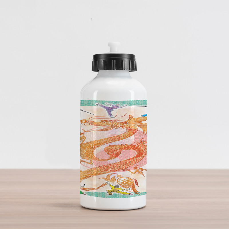 Colorful Dragon and Samurais Aluminum Water Bottle