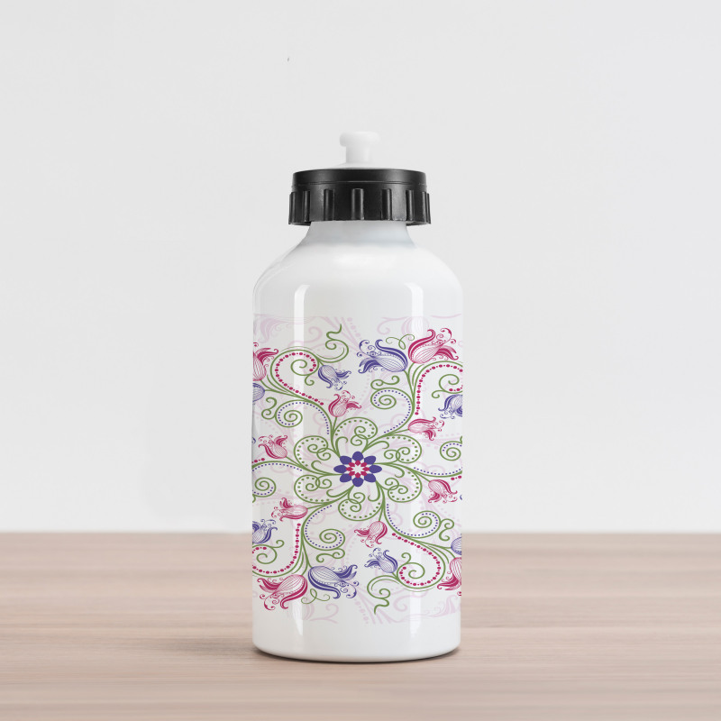 Round Flower Frame Aluminum Water Bottle