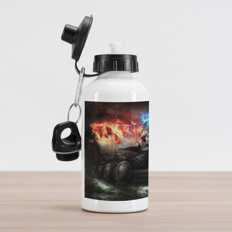 Vikings Boat Stormy Sea Aluminum Water Bottle