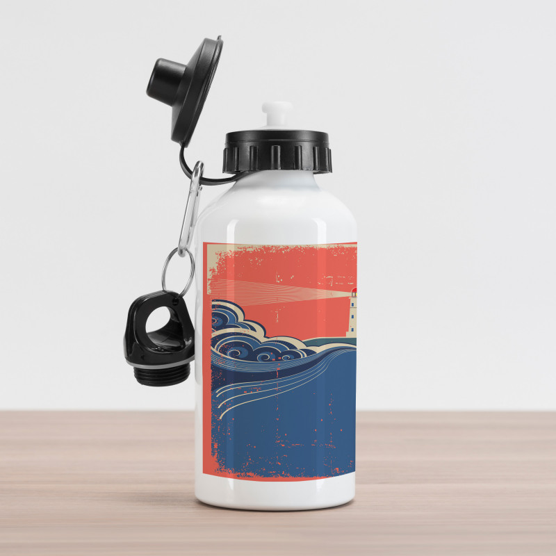 Lighthouse Waves Sea Aluminum Water Bottle