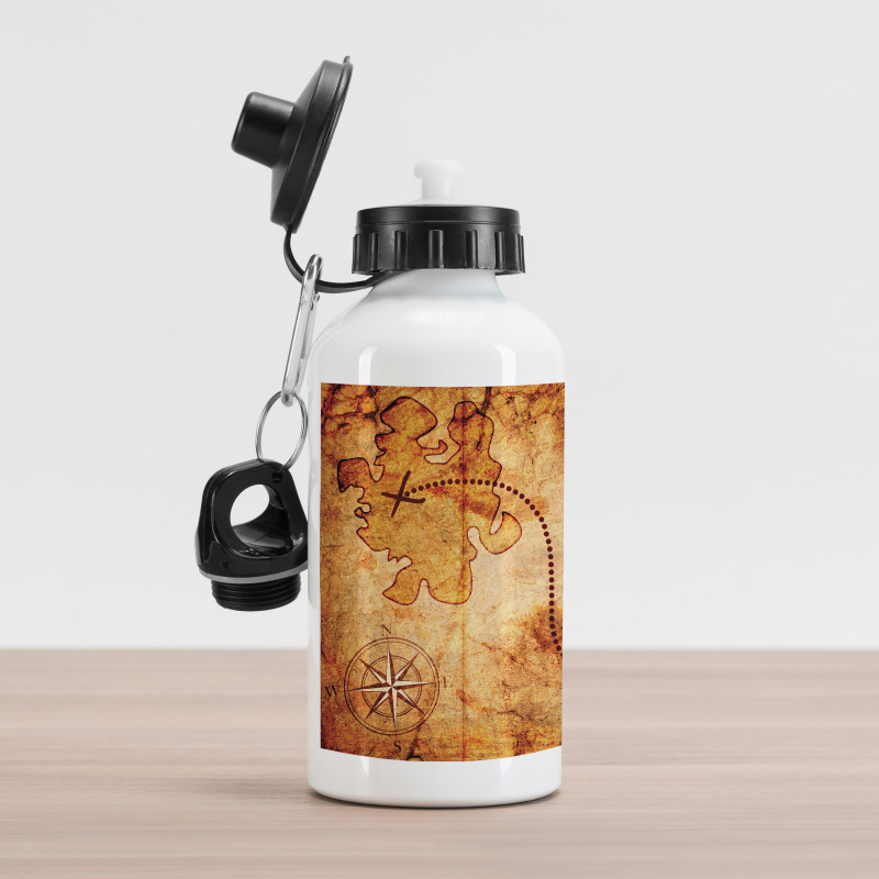 Treasure Map Compass Aluminum Water Bottle