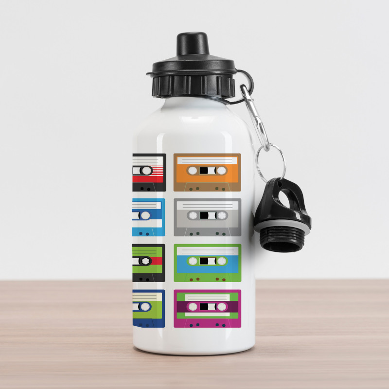 Retro Cassette Collage Aluminum Water Bottle