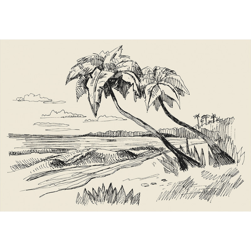 Tropical Beach Sketch Aluminum Water Bottle