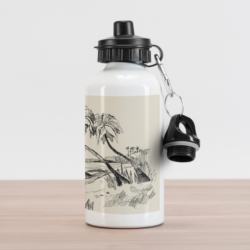 Tropical Beach Sketch Aluminum Water Bottle