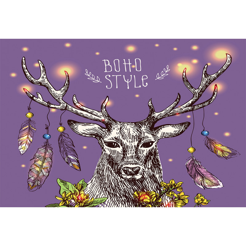 Wild Rein Deer Hand Drawn Aluminum Water Bottle