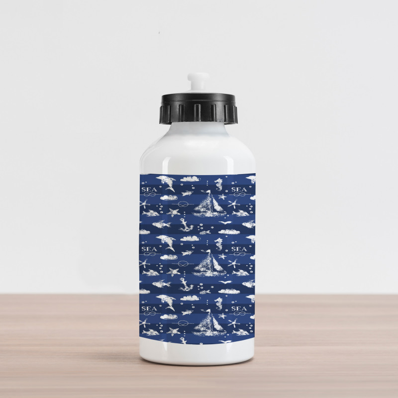 Grunge Anchor Ship Aluminum Water Bottle