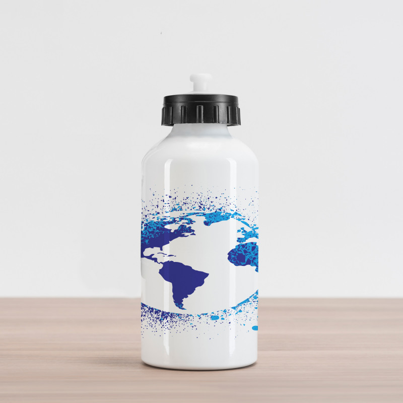 Globe Ink Effect Map Aluminum Water Bottle