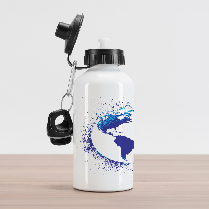 Globe Ink Effect Map Aluminum Water Bottle