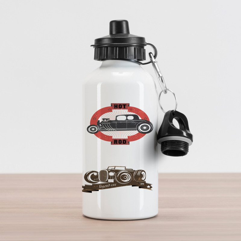 Retro Cars Pop Art Aluminum Water Bottle