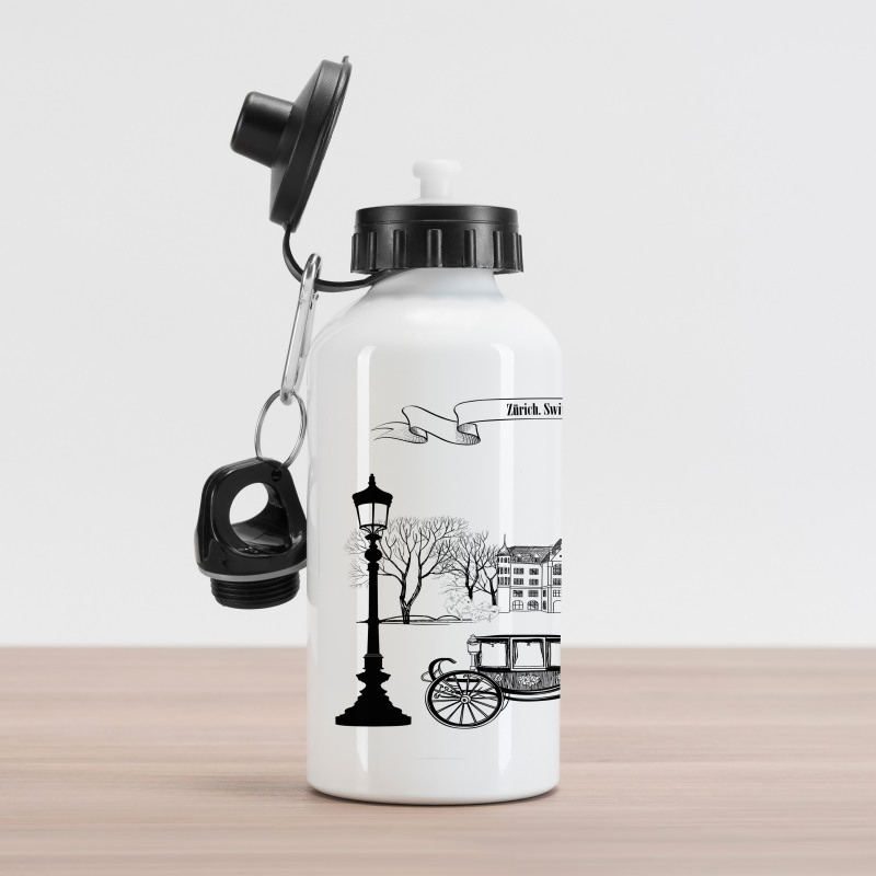 Street in Zurich Retro Aluminum Water Bottle