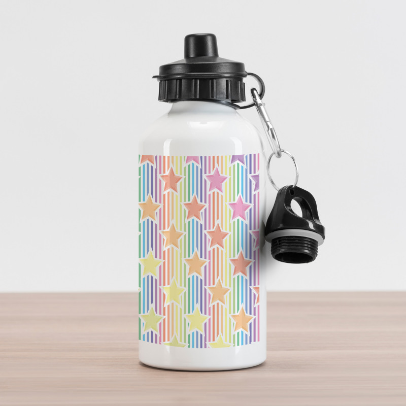 Star Rainbow Stripes Aluminum Water Bottle