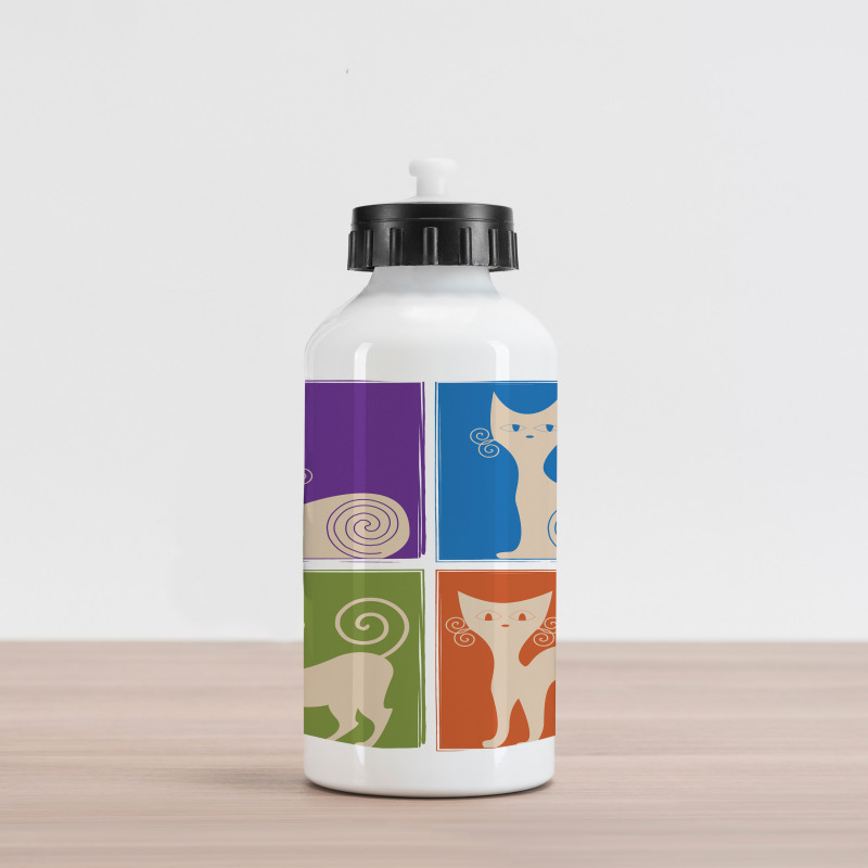 Cartoon Cats Emotions Aluminum Water Bottle