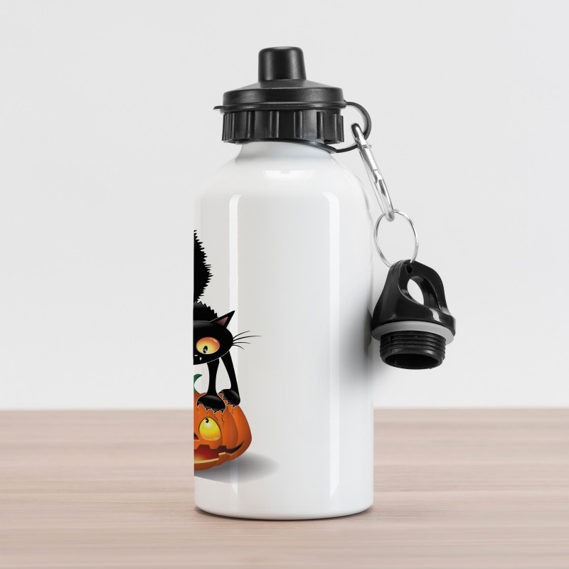 Cartoon Animal on Pumpkin Aluminum Water Bottle