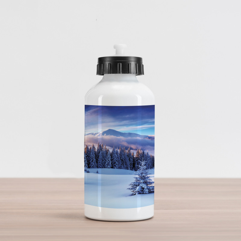 Mountain Peaks Snowy Aluminum Water Bottle