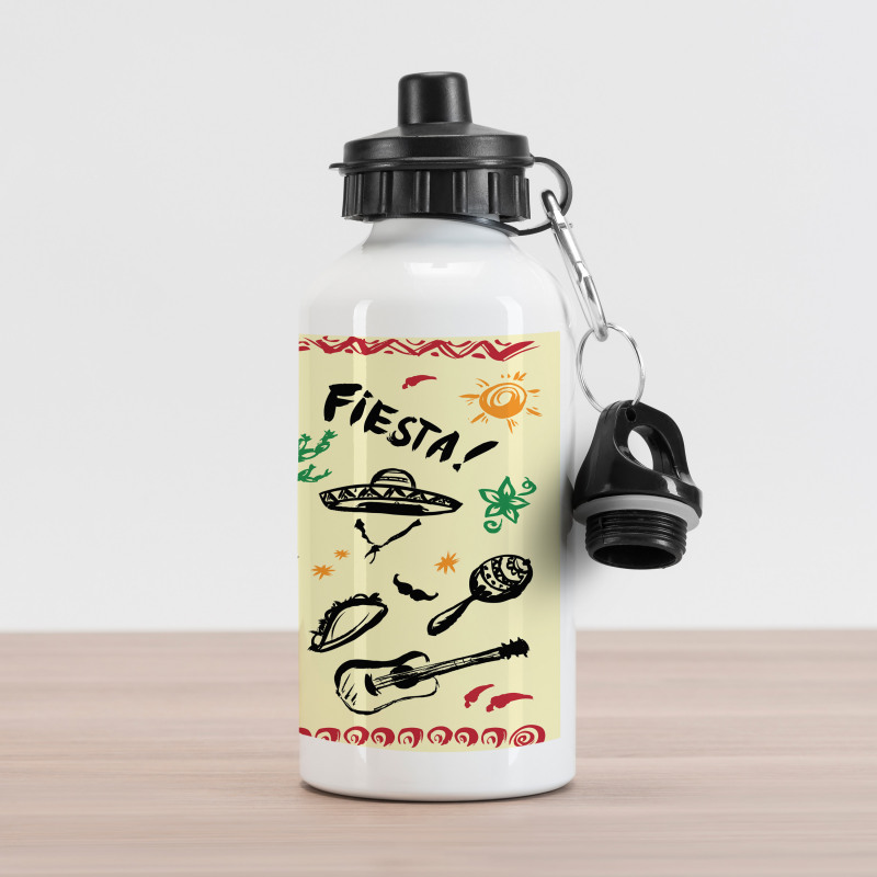 Taco Fiesta Guitar Aluminum Water Bottle