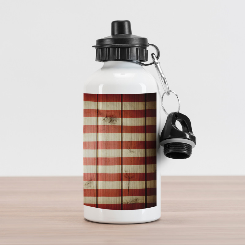 Wood Design Flag Aluminum Water Bottle