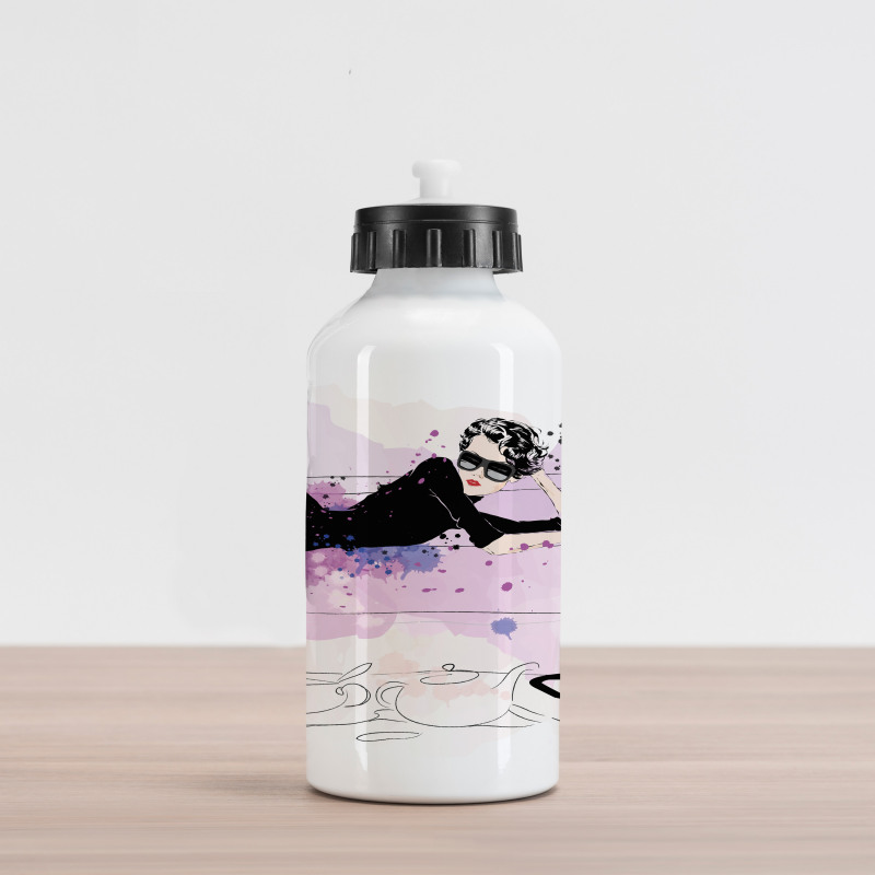 Girl and Cat Aluminum Water Bottle