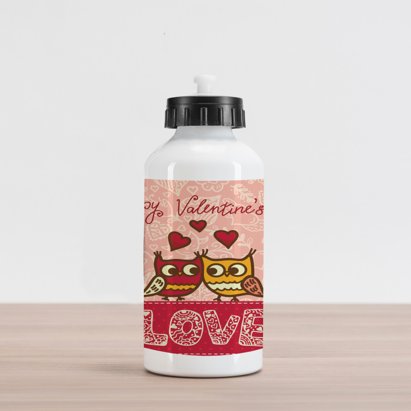 Owls Love Heart Aluminum Water Bottle