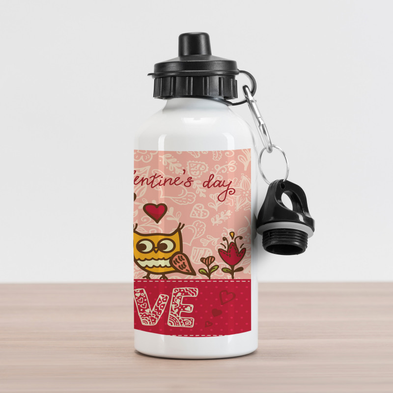 Owls Love Heart Aluminum Water Bottle