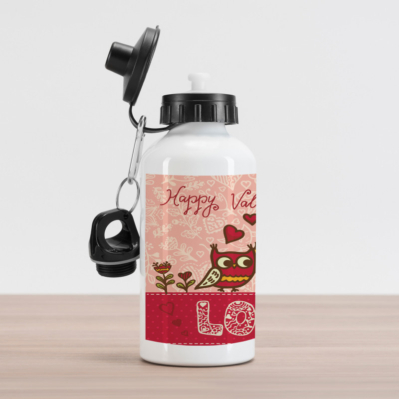 Owls Love Heart Aluminum Water Bottle