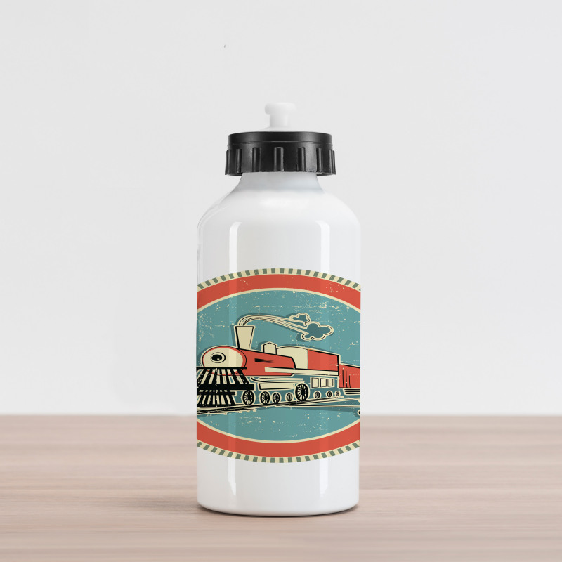 Retro Train Art Aluminum Water Bottle