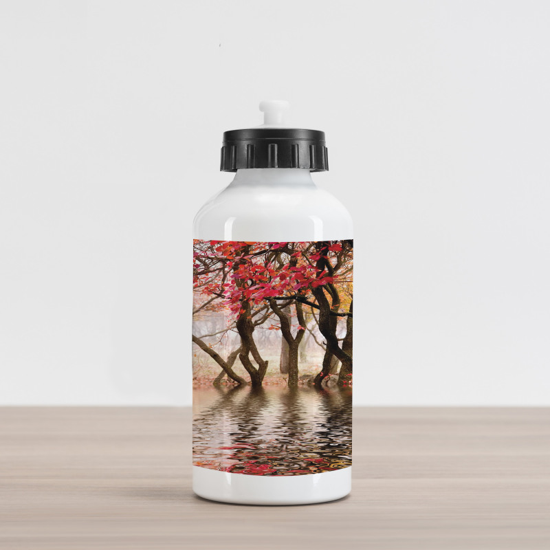 Fall Season River with Trees Aluminum Water Bottle