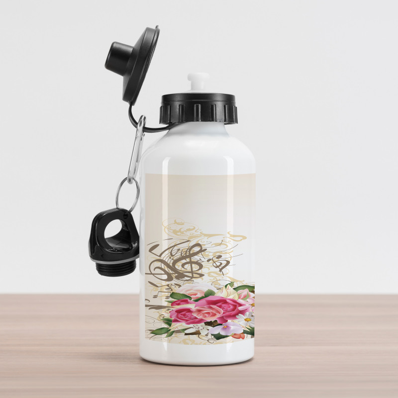 Flowers and Music Notes Aluminum Water Bottle