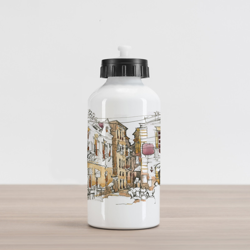 Street Town Sketch Aluminum Water Bottle