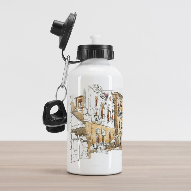 Street Town Sketch Aluminum Water Bottle