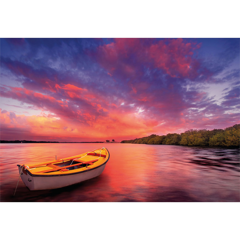 Sea Coast with a Rowboat Aluminum Water Bottle