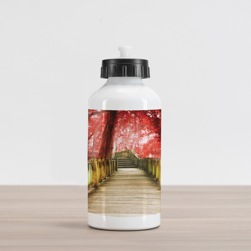 Rustic Wooden Walkway Aluminum Water Bottle