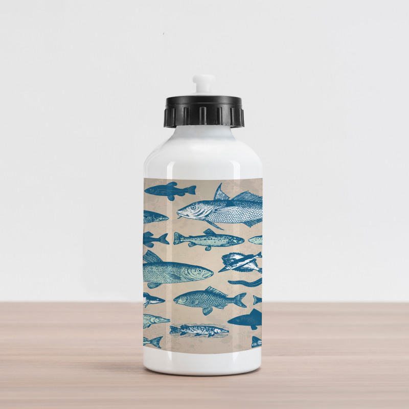 Vintage Seafood Composition Aluminum Water Bottle