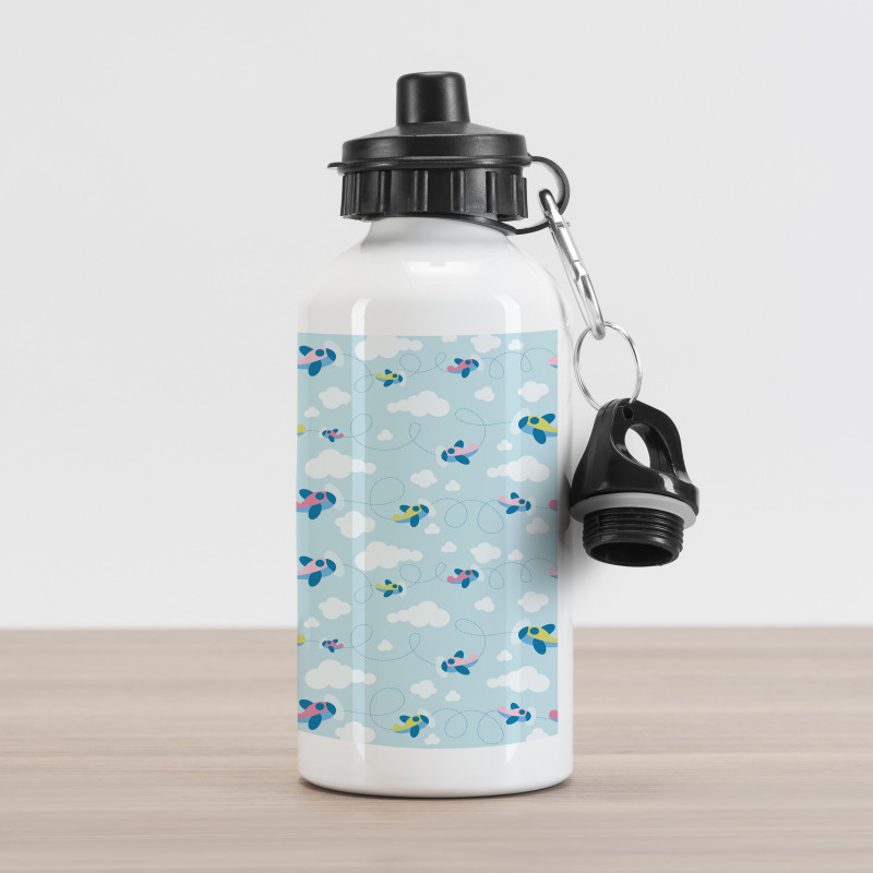 Cartoon Sky Planes Clouds Aluminum Water Bottle