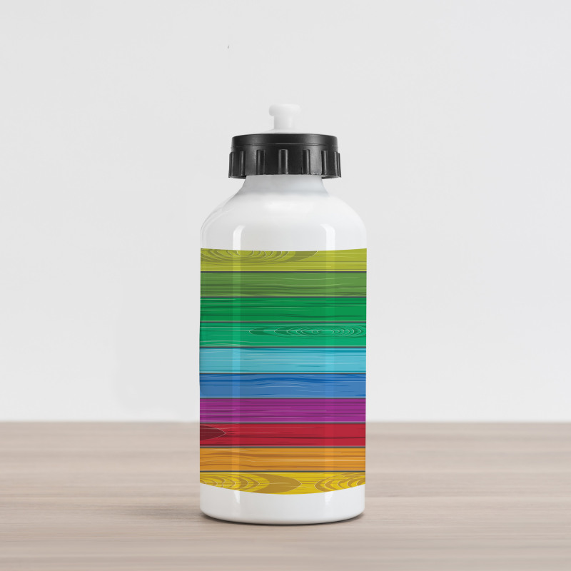 Colorful Wood Stripes Aluminum Water Bottle