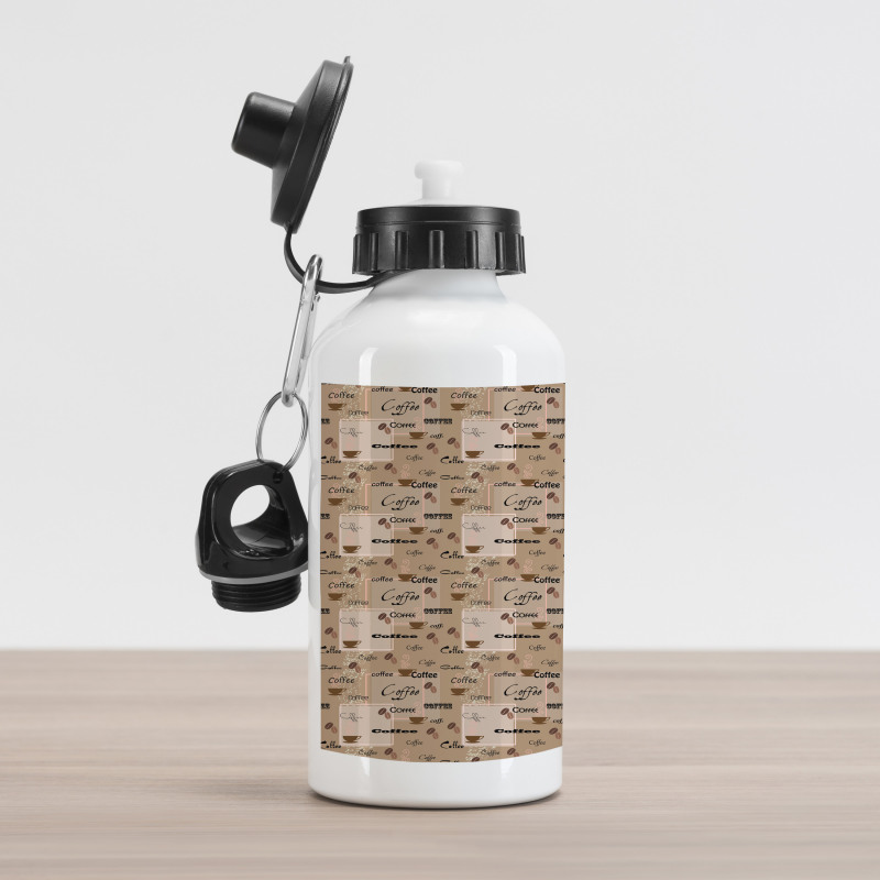 Coffee Typography Beans Aluminum Water Bottle