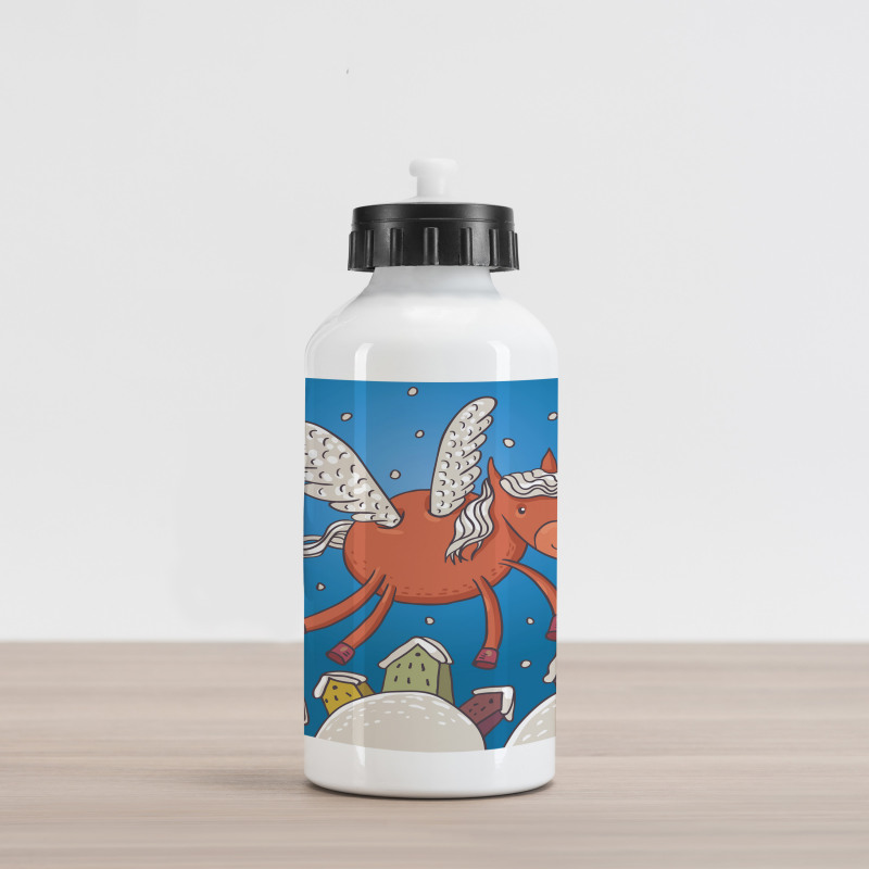 Horse Wings on Building Aluminum Water Bottle