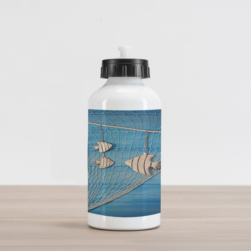 Wooden Fish Shell on Net Aluminum Water Bottle