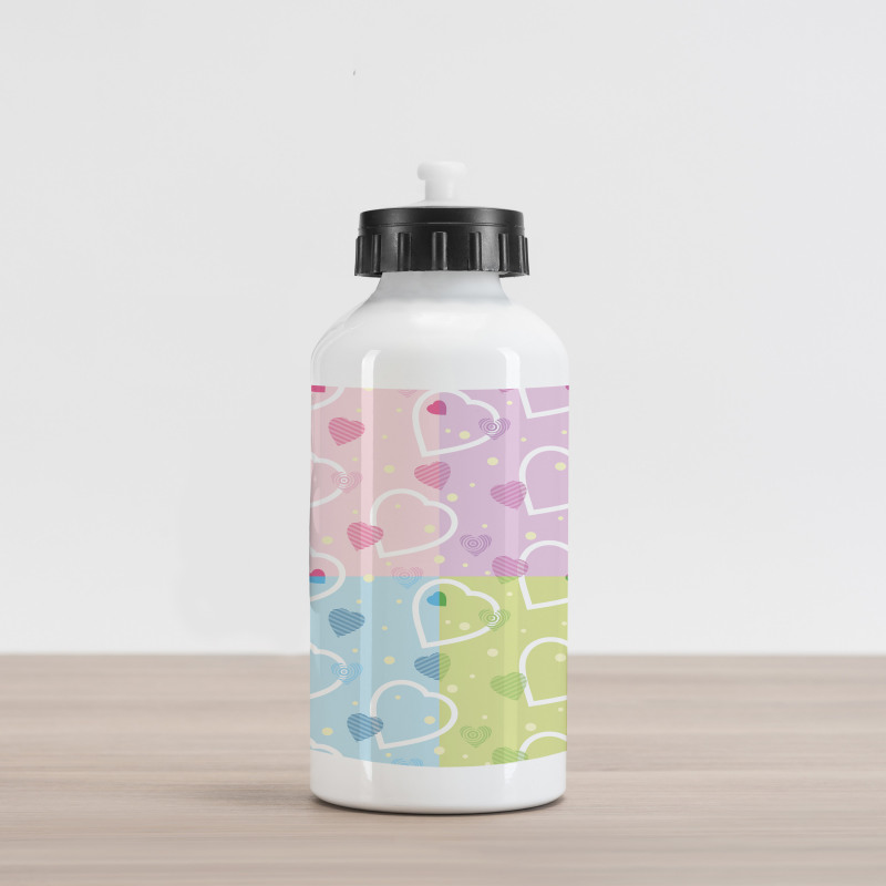 Hearts Dots Colorful Aluminum Water Bottle