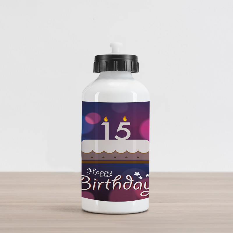 15 Birthday Cake Aluminum Water Bottle