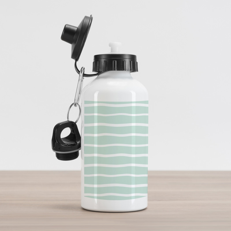 Wavy Lines White Striped Aluminum Water Bottle