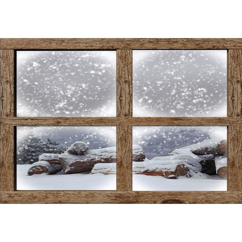 Rustic Snowy Woodsy Frame Aluminum Water Bottle