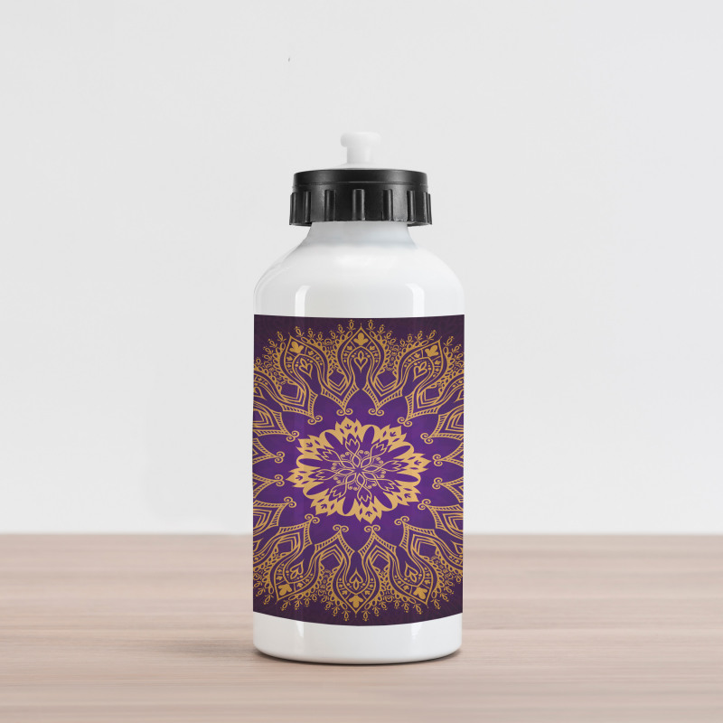 Round Folkloric Pattern Aluminum Water Bottle