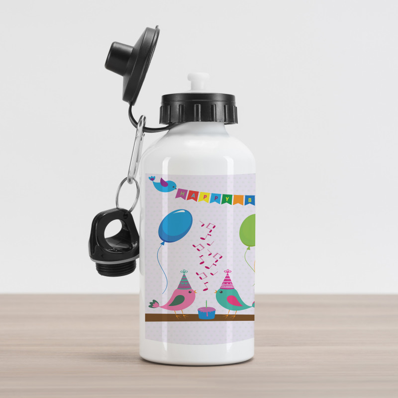 Song Birds Cones Aluminum Water Bottle