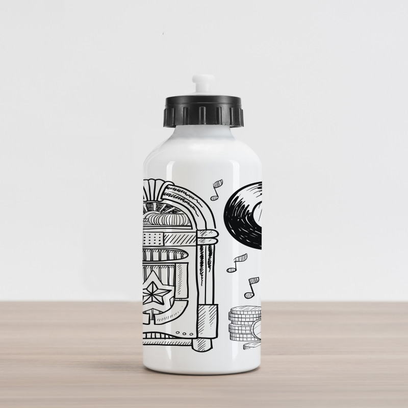 Music Box Notes Coins Aluminum Water Bottle