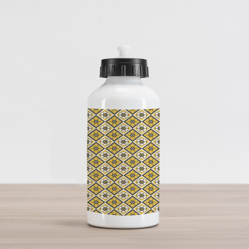 Yellow Tile Flowers Aluminum Water Bottle