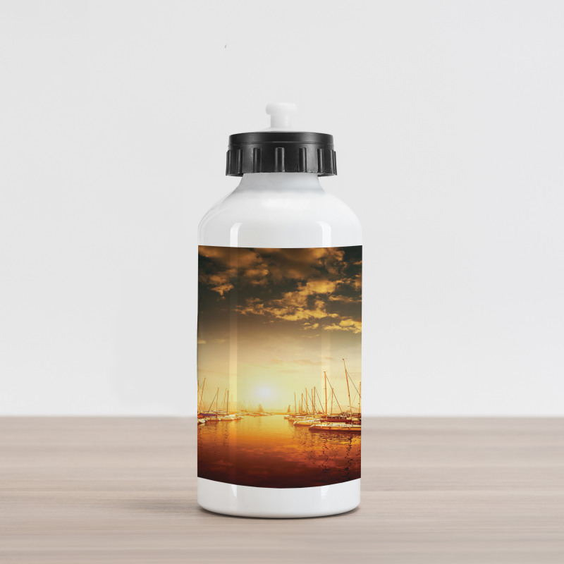 Boats on the Pier Aluminum Water Bottle