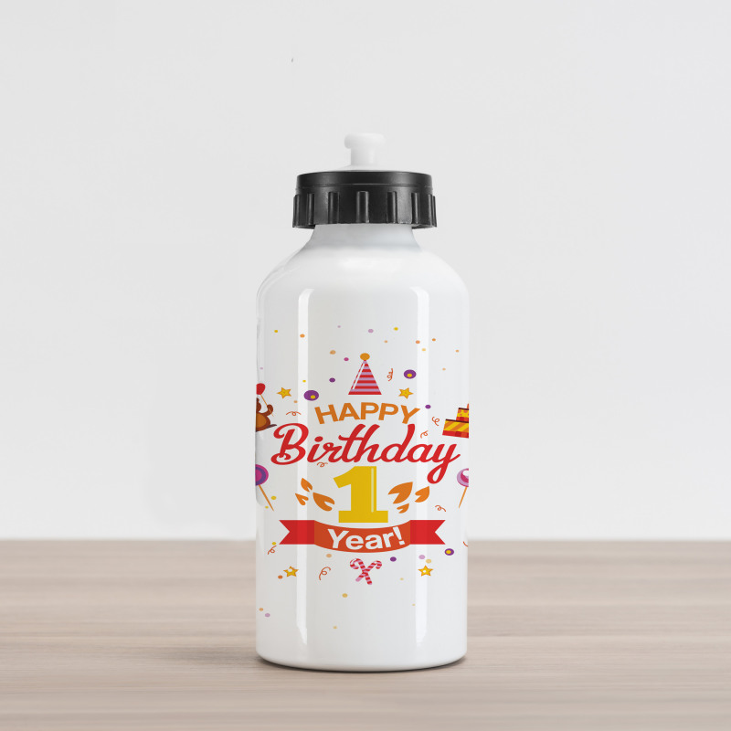 Party with Cones Bear Aluminum Water Bottle